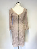 DIANE VON FÜRSTENBERG NUDE LACE 3/4 SLEEVE PENCIL DRESS SIZE 4 UK 8