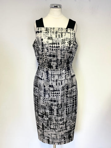 LK BENNETT SAFARI BLACK & SILVER SLEEVELESS SPECIAL OCCASION PENCIL DRESS SIZE 10