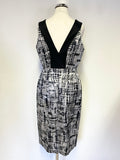 LK BENNETT SAFARI BLACK & SILVER SLEEVELESS SPECIAL OCCASION PENCIL DRESS SIZE 10