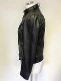 TED BAKER BREZAN 100% LEATHER BLACK BOMBER JACKET SIZE 1 UK 8/10