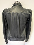 TED BAKER BREZAN 100% LEATHER BLACK BOMBER JACKET SIZE 1 UK 8/10