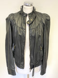 TED BAKER BREZAN 100% LEATHER BLACK BOMBER JACKET SIZE 1 UK 8/10