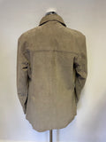 WS LEATHER BEIGE SUEDE COLLARED LONG SLEEVED JACKET SIZE 10