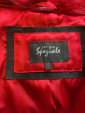 PER UNA SPEZIALE RED & BLACK MIX COLLARED LONG SLEEVED FAUX FUR JACKET SIZE L