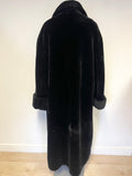 PARALLEL BLACK FAUX FUR COLLARED LONG SLEEVE LONG COAT SIZE L/ XL