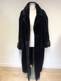 PARALLEL BLACK FAUX FUR COLLARED LONG SLEEVE LONG COAT SIZE L/ XL