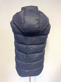 JACK WILLS NAVY BLUE QUILTED DUCK DOWN PADDED DETACHABLE HOOD ZIP FRONT BODYWARMER SIZE XS