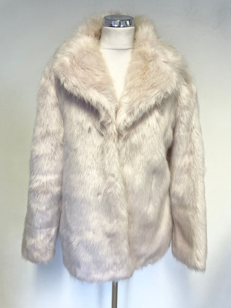 MARKS & SPENCER PALE PINK FAUX FUR COLLARED LONG SLEEVED JACKET SIZE 16