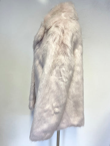 MARKS & SPENCER PALE PINK FAUX FUR COLLARED LONG SLEEVED JACKET SIZE 16