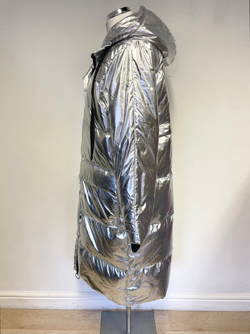 GAP SILVER DOWN & FEATHER FILLED PADDED HOODED COAT SIZE S