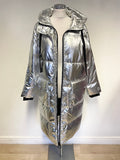 GAP SILVER DOWN & FEATHER FILLED PADDED HOODED COAT SIZE S