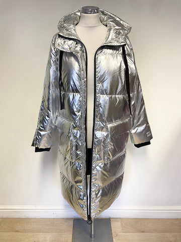 GAP SILVER DOWN & FEATHER FILLED PADDED HOODED COAT SIZE S