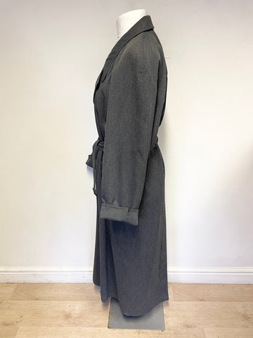 WALLIS GREY LONG SLEEVED BELTED TRENCH COAT SIZE 12 BUT FIT LARGER