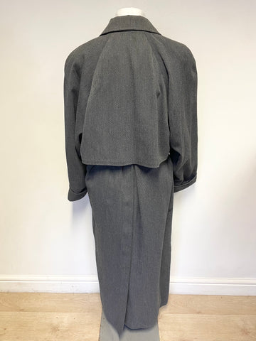 WALLIS GREY LONG SLEEVED BELTED TRENCH COAT SIZE 12 BUT FIT LARGER