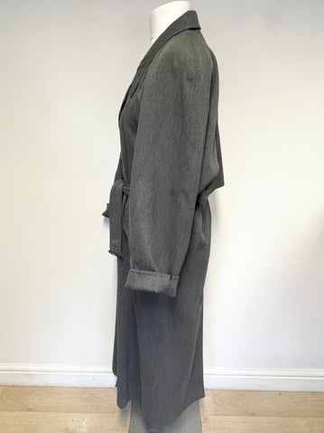 WALLIS GREY LONG SLEEVED BELTED TRENCH COAT SIZE 12 BUT FIT LARGER