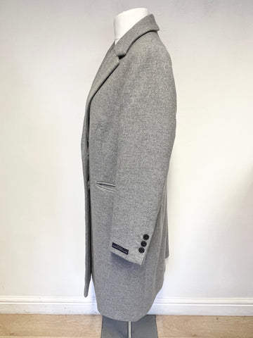 BRAND NEW MARKS & SPENCER AUTOGRAPH GREY ITALIAN WOOL MIX LONG SLEEVE PEA COAT SIZE 16