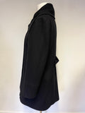 JAEGER BLACK WIDE COLLARED LONG SLEEVED SHORT COAT SIZE 14