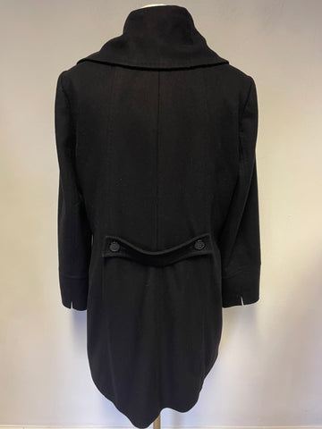 JAEGER BLACK WIDE COLLARED LONG SLEEVED SHORT COAT SIZE 14