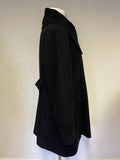 JAEGER BLACK WIDE COLLARED LONG SLEEVED SHORT COAT SIZE 14