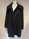 JAEGER BLACK WIDE COLLARED LONG SLEEVED SHORT COAT SIZE 14