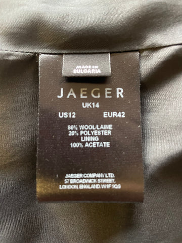 JAEGER BLACK WIDE COLLARED LONG SLEEVED SHORT COAT SIZE 14