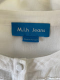 M.I.H JEANS WHITE MACRAM TRIMMED LONG PEASANT SLEEVED TOP SIZE S