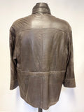 TARPEY DARK BROWN LEATHER WOOL BLEND LINED ZIP & BUTTON  FRONT JACKET SIZE 40 FIT L