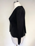 DAMSEL IN A DRESS BLACK HOOK & EYE FASTEN 3/4 SLEEVED CARDIGAN SIZE 10