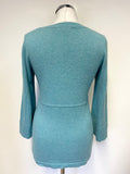 BODEN 100% CASHMERE TURQOUISE SCOOP NECK 3/4 SLEEVE JUMPER SIZE 10