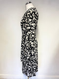 PHASE EIGHT BLACK & WHITE SCROLL PRINT 3/4 SLEEVE WRAP DRESS SIZE 10