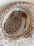 UNBRANDED PALE GOLD & DARK PURPLE LEOPARD STYLE PRINT SHAPED BRIM FORMAL HAT