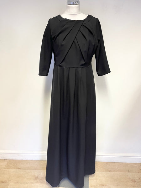 BRAND NEW ASOS BLACK PLEAT BODICE HALF SLEEVE LONG DRESS  SIZE 16