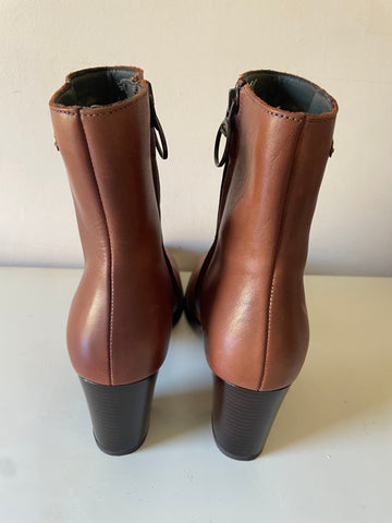 BARBOUR TAN BROWN LEATHER HEELED ANKLE BOOTS SIZE 7/40