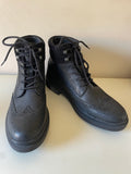 JONES THE BOOTMAKER BLACK LEATHER LACE UP PADDED TOP ANKLE BOOTS SIZE 9/43