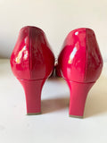 HOBBS RED PATENT LEATHER BOW TRIM HEELS SIZE 5/38