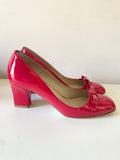 HOBBS RED PATENT LEATHER BOW TRIM HEELS SIZE 5/38