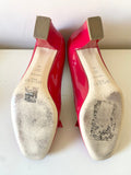 HOBBS RED PATENT LEATHER BOW TRIM HEELS SIZE 5/38