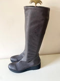 BRAND NEW TONI PONS DARK BROWN LEATHER SLIM LEG KNEE LENGTH WEDGE HEEL BOOTS SIZE 6/39