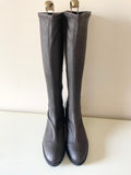 BRAND NEW TONI PONS DARK BROWN LEATHER SLIM LEG KNEE LENGTH WEDGE HEEL BOOTS SIZE 6/39