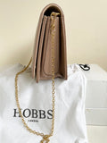 HOBBS CAMEL PATENT LEATHER CHAIN SHOULDER/CLUTCH BAG