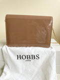 HOBBS CAMEL PATENT LEATHER CHAIN SHOULDER/CLUTCH BAG