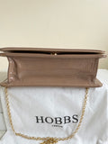 HOBBS CAMEL PATENT LEATHER CHAIN SHOULDER/CLUTCH BAG