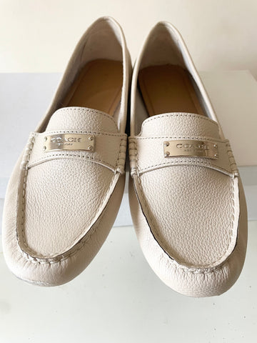 COACH FREDRIKA CREAM LEATHER LOAFER FLATS  SIZE 6.5/7 EU 39.5