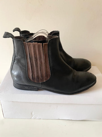 HUDSON BLACK & BROWN LEATHER ELASTICATED SIDE CHELSEA BOOTS SIZE 5/38