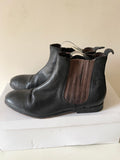 HUDSON BLACK & BROWN LEATHER ELASTICATED SIDE CHELSEA BOOTS SIZE 5/38