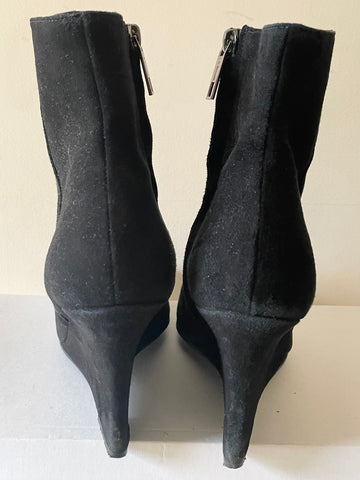 LK BENNETT BLACK SUEDE WEDGE HEEL ANKLE BOOTS SIZE 5/38