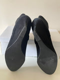 LK BENNETT BLACK SUEDE WEDGE HEEL ANKLE BOOTS SIZE 5/38