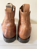 WOJAS TAN LEATHER BROGUE DESIGN CHELSEA BOOTS SIZE UK 5/38