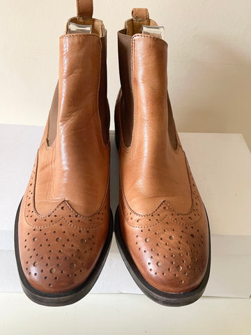 WOJAS TAN LEATHER BROGUE DESIGN CHELSEA BOOTS SIZE UK 5/38