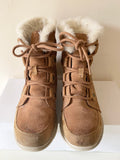 SOREL JOAN TAN SUEDE WATERPROOF LACE UP EXPLORER BOOTS SIZE 6/39